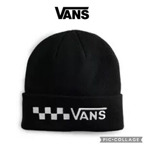 Vans Checkered Logo Graphic Cuffed black Beanie unisex NWT